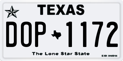TX license plate DOP1172