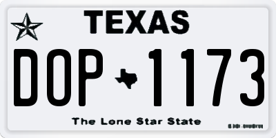 TX license plate DOP1173