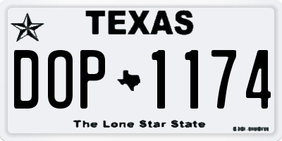 TX license plate DOP1174