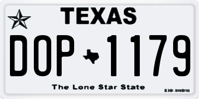 TX license plate DOP1179