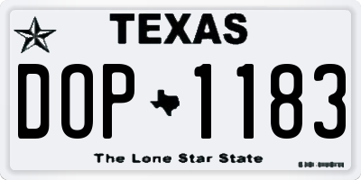 TX license plate DOP1183
