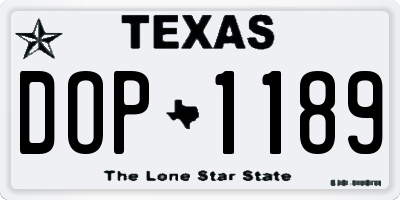 TX license plate DOP1189