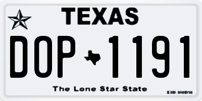 TX license plate DOP1191