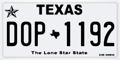 TX license plate DOP1192