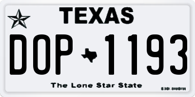 TX license plate DOP1193