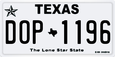 TX license plate DOP1196