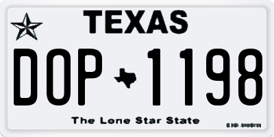 TX license plate DOP1198