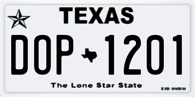 TX license plate DOP1201