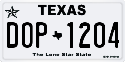 TX license plate DOP1204