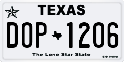 TX license plate DOP1206