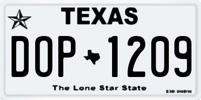 TX license plate DOP1209
