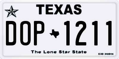 TX license plate DOP1211