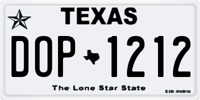 TX license plate DOP1212