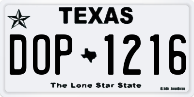 TX license plate DOP1216