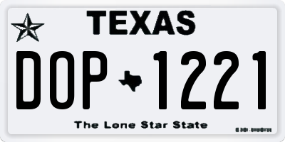 TX license plate DOP1221