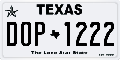 TX license plate DOP1222