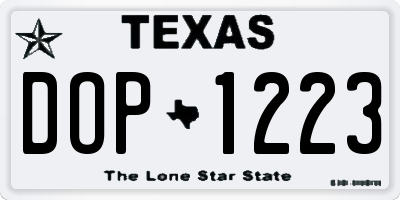 TX license plate DOP1223