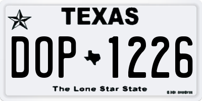 TX license plate DOP1226