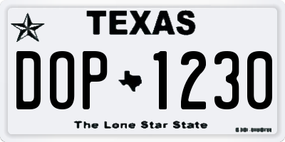 TX license plate DOP1230