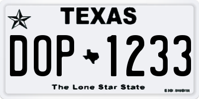 TX license plate DOP1233