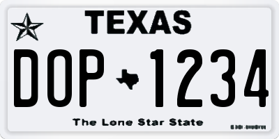 TX license plate DOP1234
