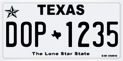 TX license plate DOP1235
