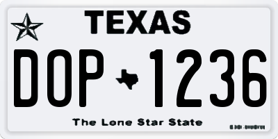 TX license plate DOP1236