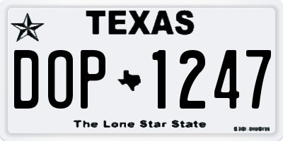 TX license plate DOP1247