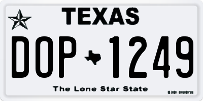 TX license plate DOP1249