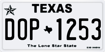 TX license plate DOP1253