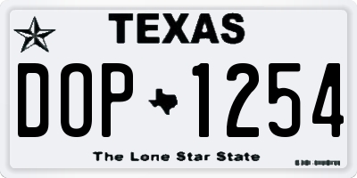 TX license plate DOP1254