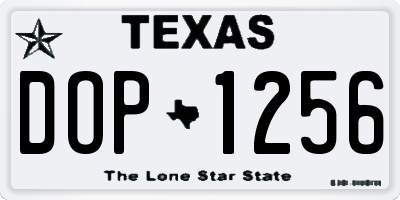 TX license plate DOP1256