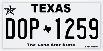 TX license plate DOP1259