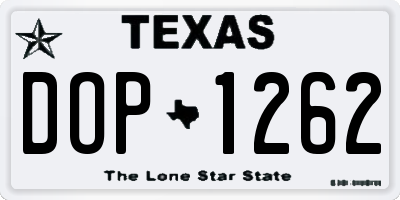 TX license plate DOP1262