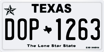 TX license plate DOP1263