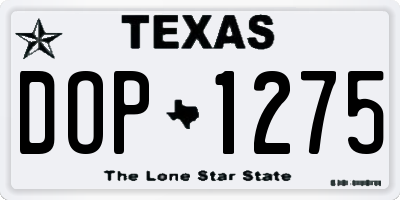 TX license plate DOP1275