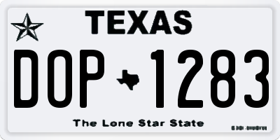 TX license plate DOP1283