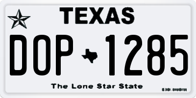 TX license plate DOP1285