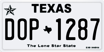 TX license plate DOP1287
