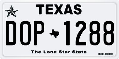 TX license plate DOP1288