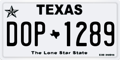 TX license plate DOP1289