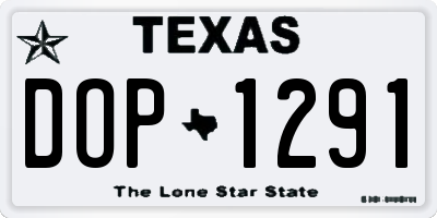 TX license plate DOP1291