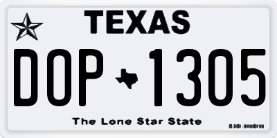 TX license plate DOP1305