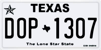 TX license plate DOP1307