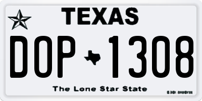 TX license plate DOP1308