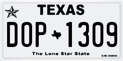TX license plate DOP1309