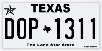 TX license plate DOP1311