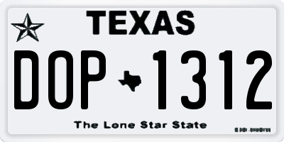 TX license plate DOP1312