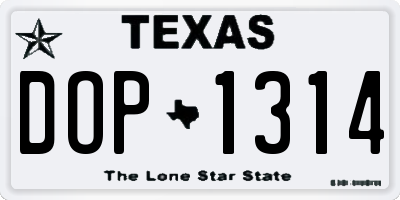 TX license plate DOP1314