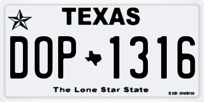 TX license plate DOP1316